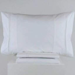 Casa da Laura Sábanas Polialgodón 180 Hilos Liso Blanco Cama 150/160 2 Almohadas 5