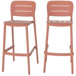 Maison Pavane Lote de 2 sillas de bar de jardín de 75 cm en plástico rosa viejo