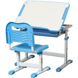 Homcom Pupitre infantil con silla 66x47x77 cm azul