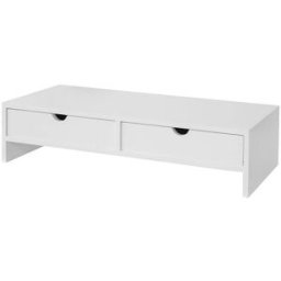 SoBuy Soporte para monitor con 2 cajónes mdf blanco