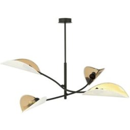 Wonderlamp Lámpara colgante con estructuras curvadas y 4 pantallas de tela blanca