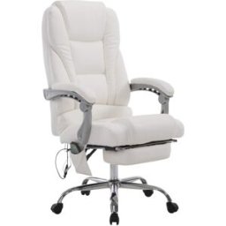 CLP Silla de oficina giratoria regulable en simil cuero blanco