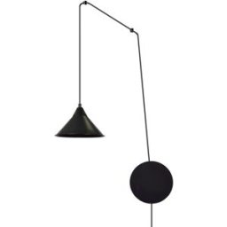 Wonderlamp Aplique de pared ajustable con cable de 5m y pantalla metálica negra