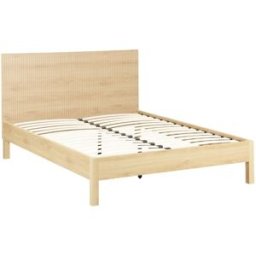 sweeek Cama con somier a láminas y cabecero 140x190cm, decoración madera,