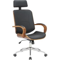 CLP Silla de oficina giratoria regulable en simil cuero nogal/negro