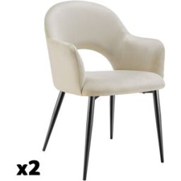 Tectake 2 sillas de comedor aspecto terciopelo 57 x 61,5 x 87,5 cm crema