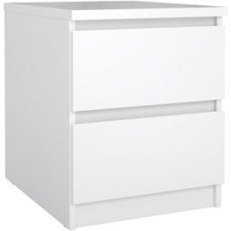 WellHome Mesita de noche sil en madera color blanco alto brillo