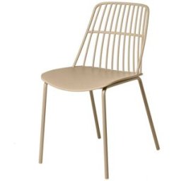Koketto Home Silla de polipropileno con asiento a rayas y patas de metal beige.