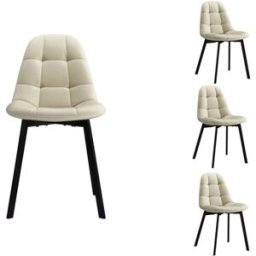 Moloo Silla de terciopelo blanco y metal negro (x4)