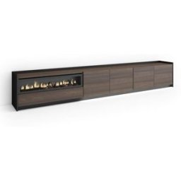 Skraut home Mueble tv efecto madera roble negro 310x37x50cm chimenea efecto fuego