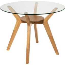 Koketto Home Mesa comedor redonda en roble y tapa de cristal 120 cm.