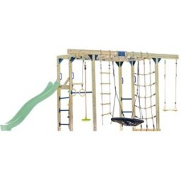 Axi Parque infantil de madera marrón con tobogán verde