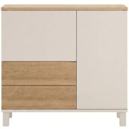 Calicosy Aparador de 2 puertas, 2 cajones decoración cashmere y roble l87 cm