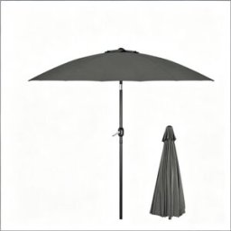 REDOM Sombrilla de jardín gris oscuro de poliéster inclinable 167x273x261 cm