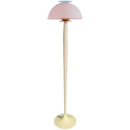 Tosel Lámpara de pie columna madera metal rosa Pantalla beige
