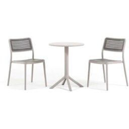Fuori Set de balcón en polipropileno gris con mesa redonda y 2 sillas