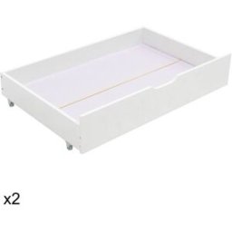 Happy Garden Juego de 2 cajones blancos para guardar bajo la cama 190x90cm