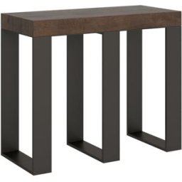 Itamoby Consola extensible 90x40/300 cm efecto madera nogal, hierro