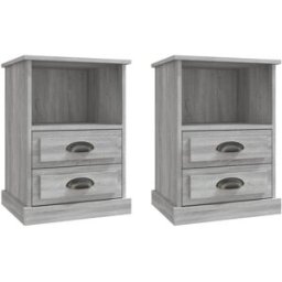 Maison Chic Juego de 2 mesitas de noche madera gris sonoma 43x36x60 cm