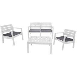 Dmora Conjunto de salón exterior blanco 63x58h74 cm