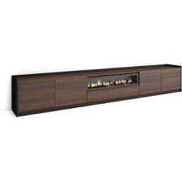 Skraut home Mueble tv efecto madera roble oscuro y negro 310 chimenea efecto fuego