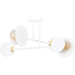 Wonderlamp Plafón de techo moderno con 4 piezas circulares y 1 esfera blanca