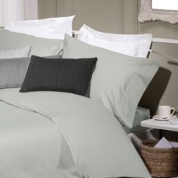 Manterol Juego de funda nórdica algodón satén gris claro cama 150/160cm