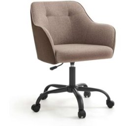 SONGMICS Silla giratoria de oficina con altura ajustable de color marrón
