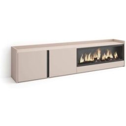 Skraut home Mueble tv efecto madera beige 212x35x50cm chimenea efecto fuego