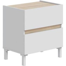 Home Heavenly Mesita de noche con 2 cajones en beige y blanco 53 x 50 x 35 cm