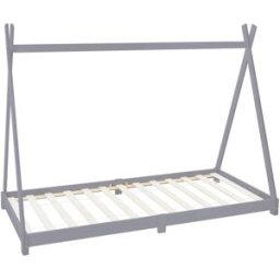 ML-Design Cama infantil tipi 90x200cm gris claro con listones de madera