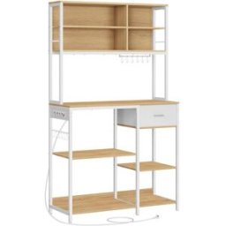 VASAGLE Estantería de cocina de 40 x 100 x 180,4 cm de color roble y blanco