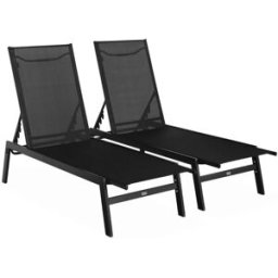 sweeek Tumbona de acero multi posiciones, set de 2, negro