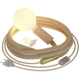 Creative Lámpara enchufable con cable de yute trenzado y detalles en latón