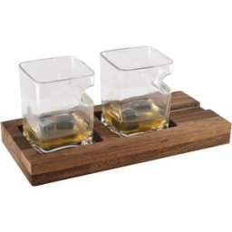 Aulica Dúo whisky dos vasos con soporte de madera