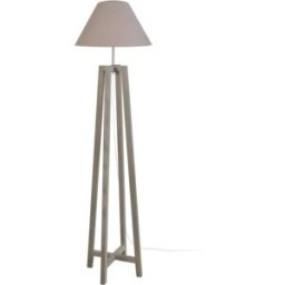 Tosel Lámpara de pie cuadrúpedo madera natural pantalla blanco