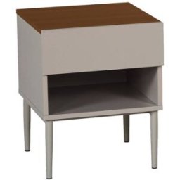 sweeek Mesita de noche de metal y decoración de madera 1 cajón, gris
