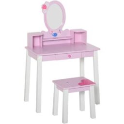 Homcom Tocador infantil con taburete 60x34x93 cm multicolor