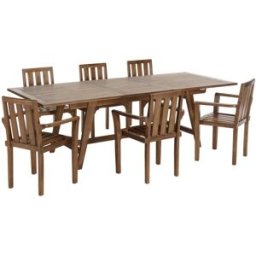 MACABANE Conjunto de muebles de jardín de teca aceitada para 8/10 personas