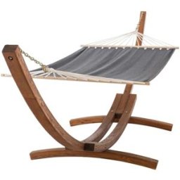 CLP Hamaca con soporte de madera y vela en tela gris