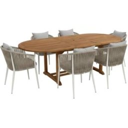 Axi Conjunto de jardín - 6 personas - mesa ovalada - teca - beige