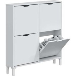 Home Heavenly Zapatero con 4 puertas y fondo reducido color blanco 95 x 90 x 17 cm