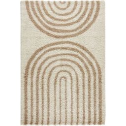 sweeek Alfombra interior shaggy con diseños geométricos arco iris beige,