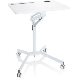 hjh OFFICE Escritorio de pie placa mdf, armazón de acero blanco