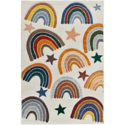 Atticgo Alfombra infantil arcoíris blanco/multicolor, 120x170 cm