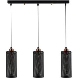 Wonderlamp Regleta colgante moderno 3 pantallas cilíndrica negro altura regulable