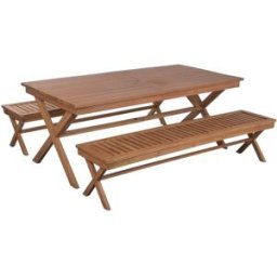 NIYLO Conjunto de mesa y sillas de teca marrón 6 plazas