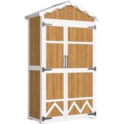 Outsunny Armario de jardín 105x55x179 cm madera natural