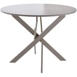 Home Heavenly Mesa redonda con patas metálicas y tablero de melamina crema 120x75 cm