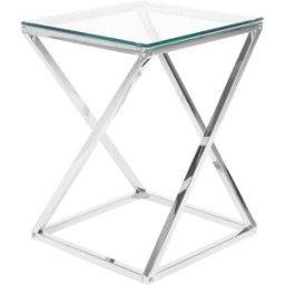 Beliani Mesa auxiliar vidrio plateado